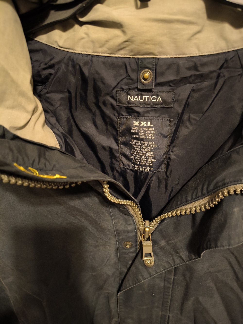 Nautica Men’s Navy and Tan Raincoat Jacket